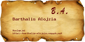 Barthalis Alojzia névjegykártya